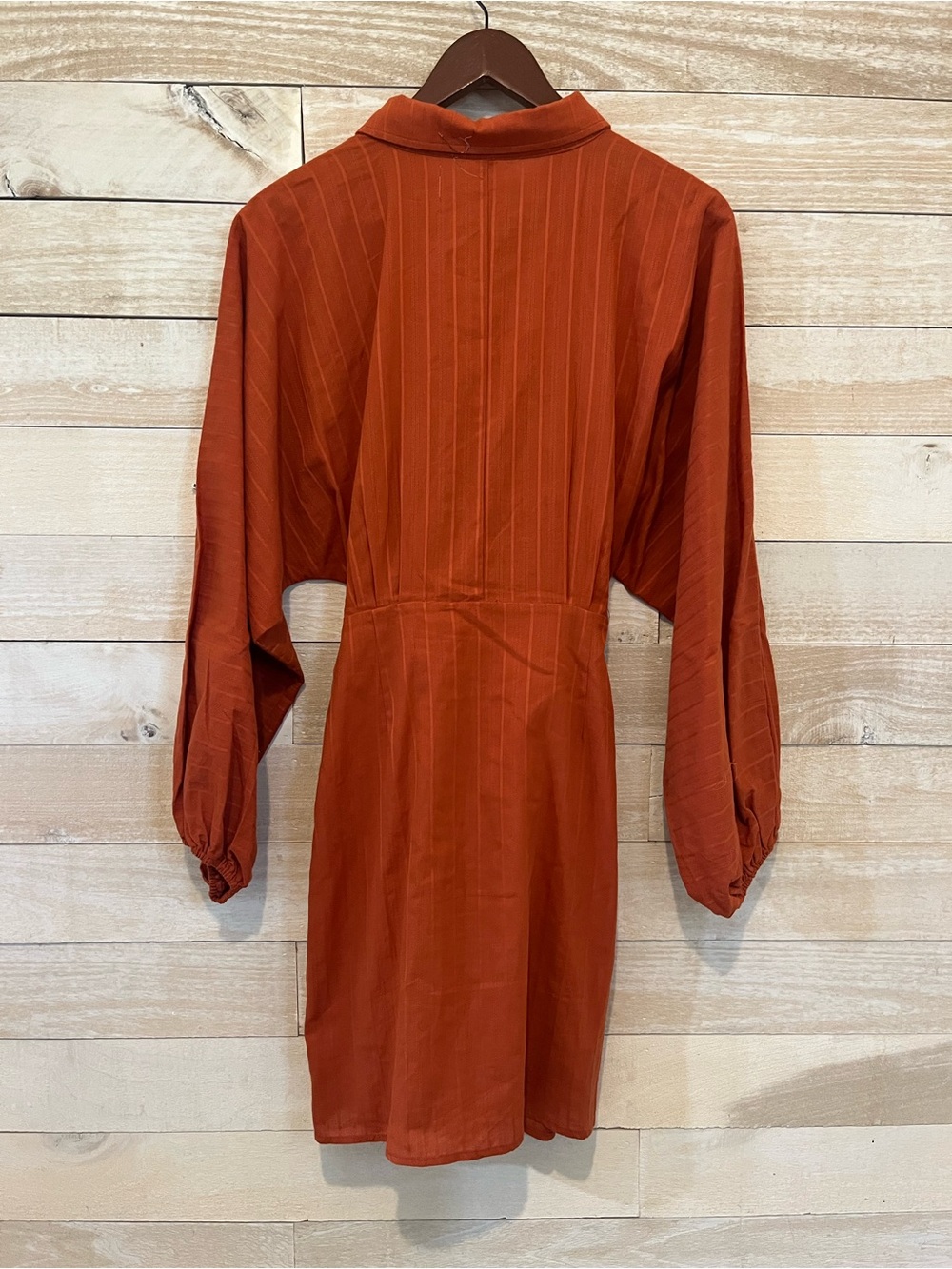 Mittoshop Mango Burnt Orange Button-Down Tie-Waist Dress - Picture 2 of 6